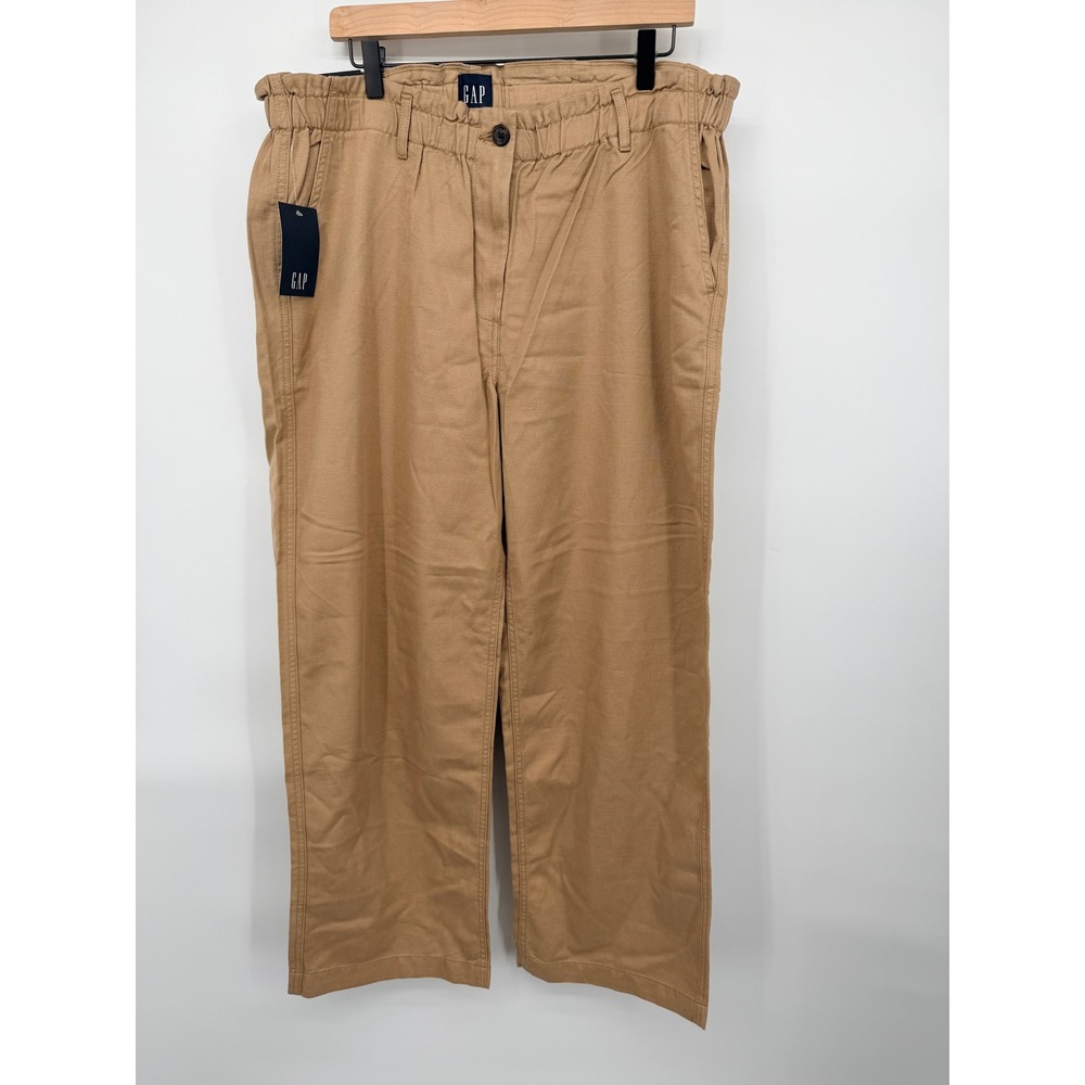 Gap Easy Twill Pant Women XL Khaki Tan NEW High Rise Elastic Waist Trousers
